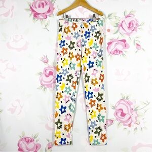 Hanna Andersson Floral Print Cotton Blend Classic Leggings 12 Girl